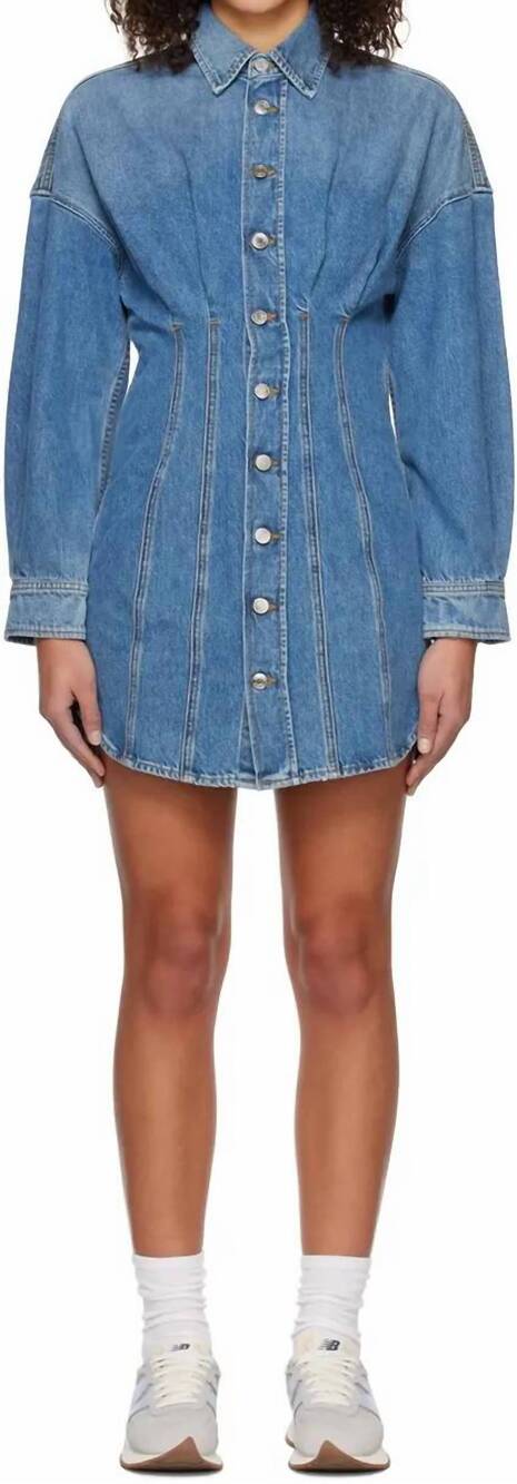 NEW GRLFRND grace corset shirt mini dress in denim blue